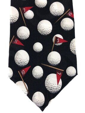 Beans McGee 100% Silk Mens Golf Themed Multicolor Tie Necktie Ball-O-Rama
